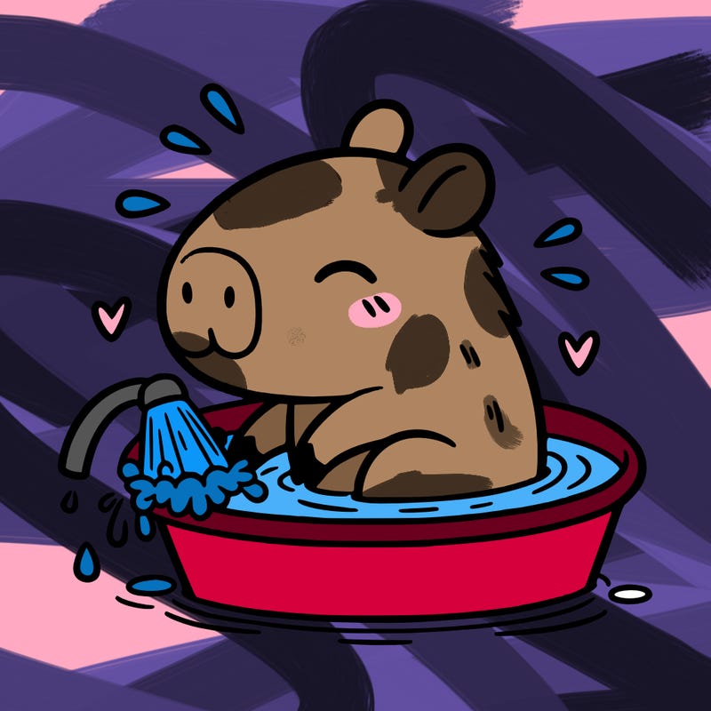 capybara taking a bath