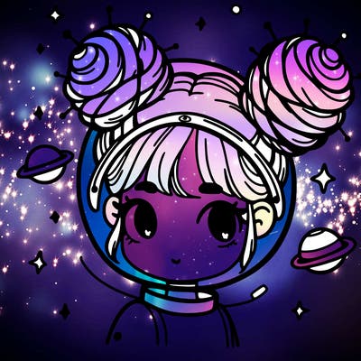 space girl with with space buns