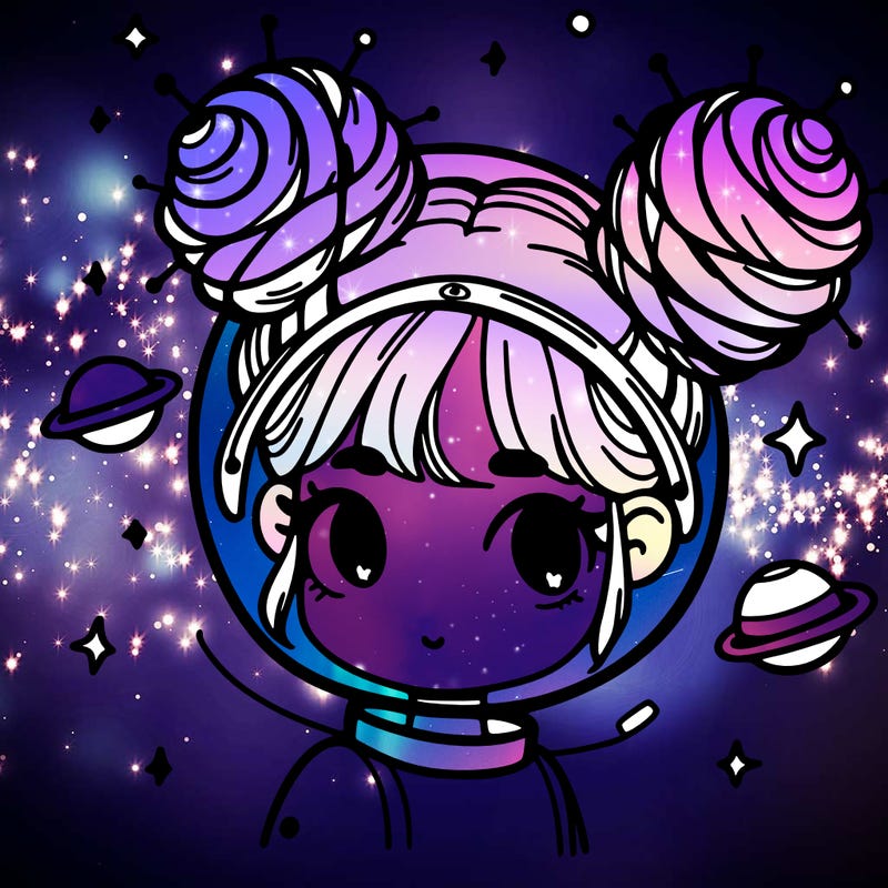 space girl with with space buns