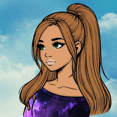 realistic girl with a high ponytail