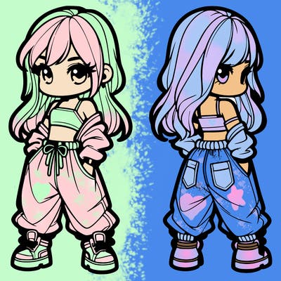 girl in crop top and baggy pants