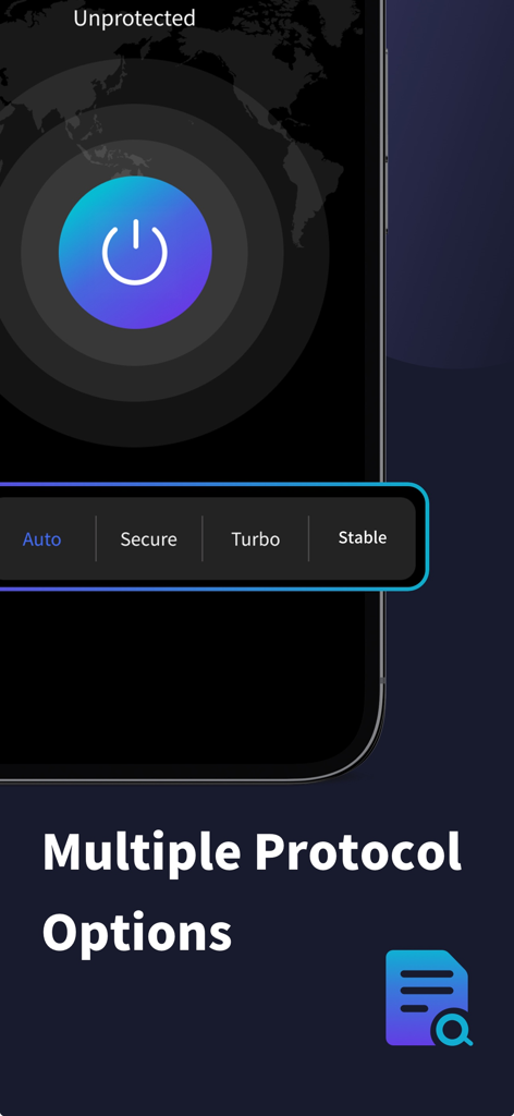 Sky VPN - Super VPN Master - Sky VPN interface showing multiple protocol options including Auto Secure Turbo and Stable