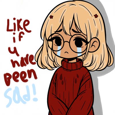 sad girl with glasses in a sweater