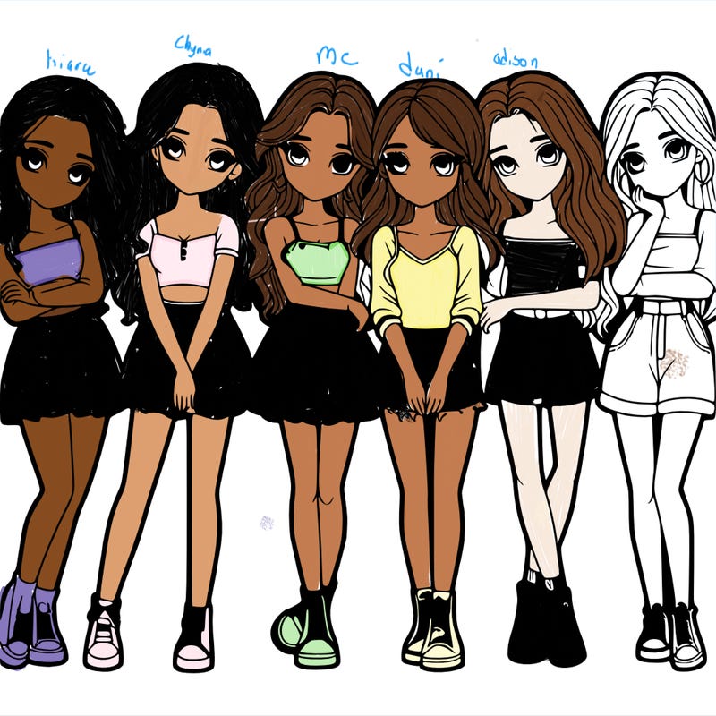 a group of girls realistic