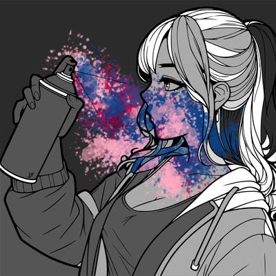 a realistic girl spray, painting