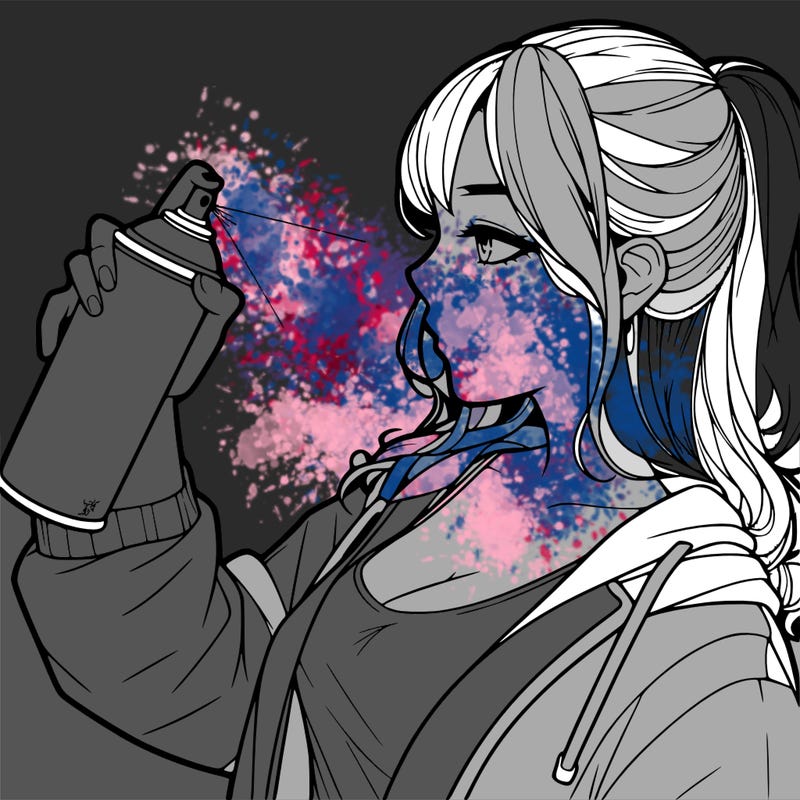 a realistic girl spray, painting