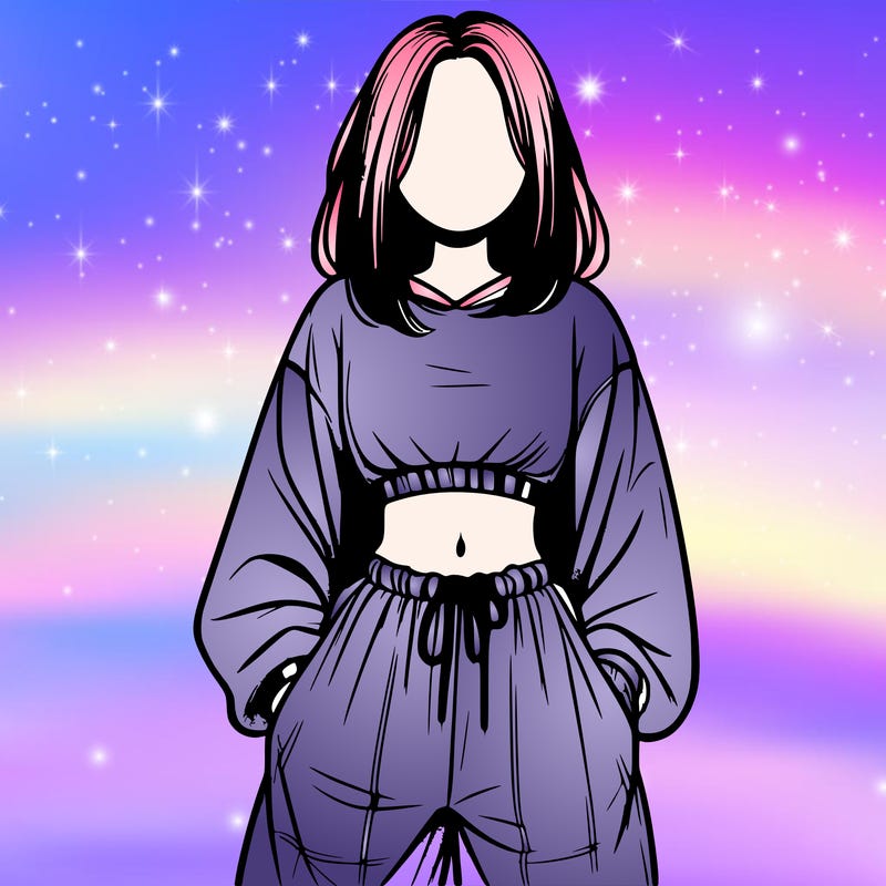 realistic girl faceless with baggy pants and a crop top