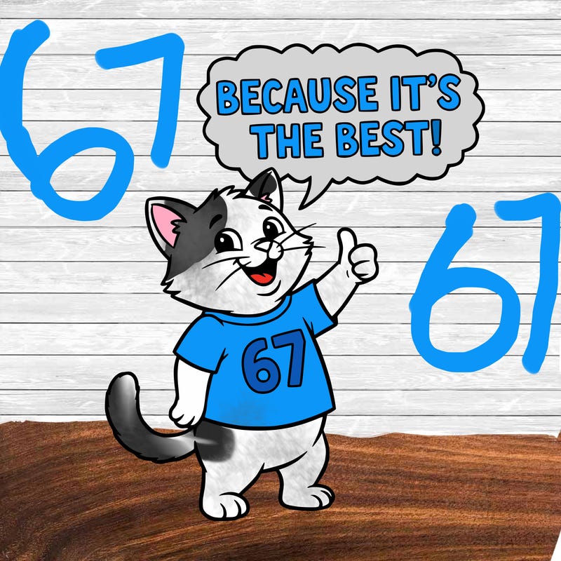my cat says 67 because it’s the best
