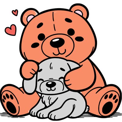bear hugging a dog