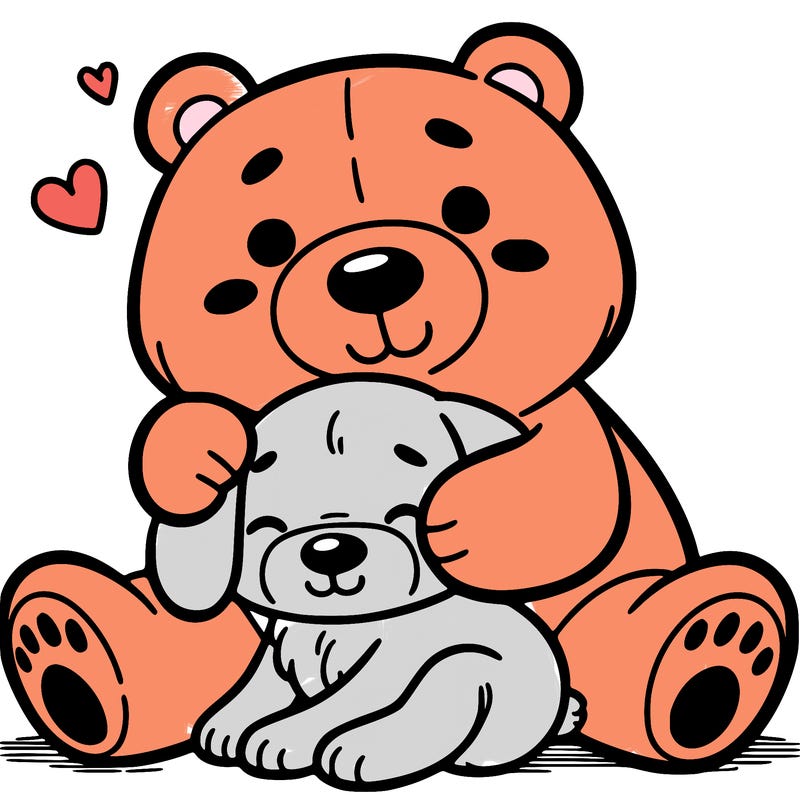 bear hugging a dog