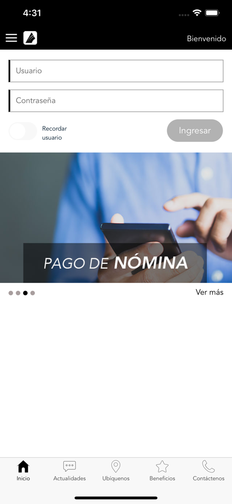 GTCApp Empresa - Login screen of GTCApp Empresa mobile banking app with username and password fields