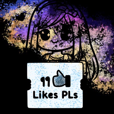 girl holding a sign saying 10 likes pls