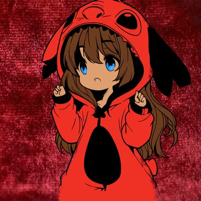 anime girl in a stitch onsie