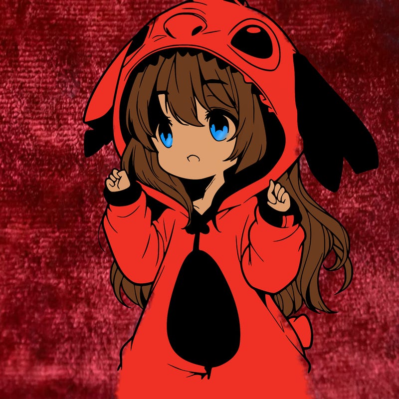 anime girl in a stitch onsie