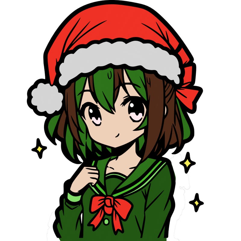anime girl wearing a santa hat