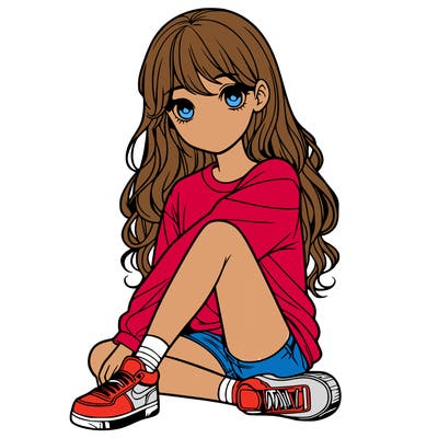 girl sitting realistic