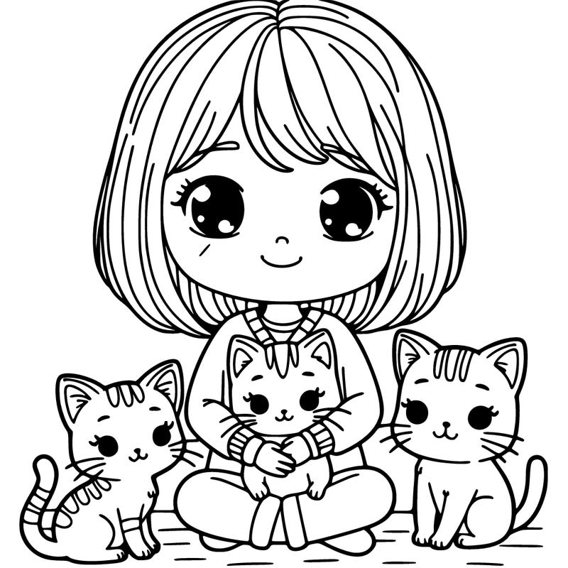 girl with cats