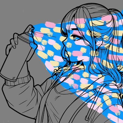 a realistic girl spray, painting