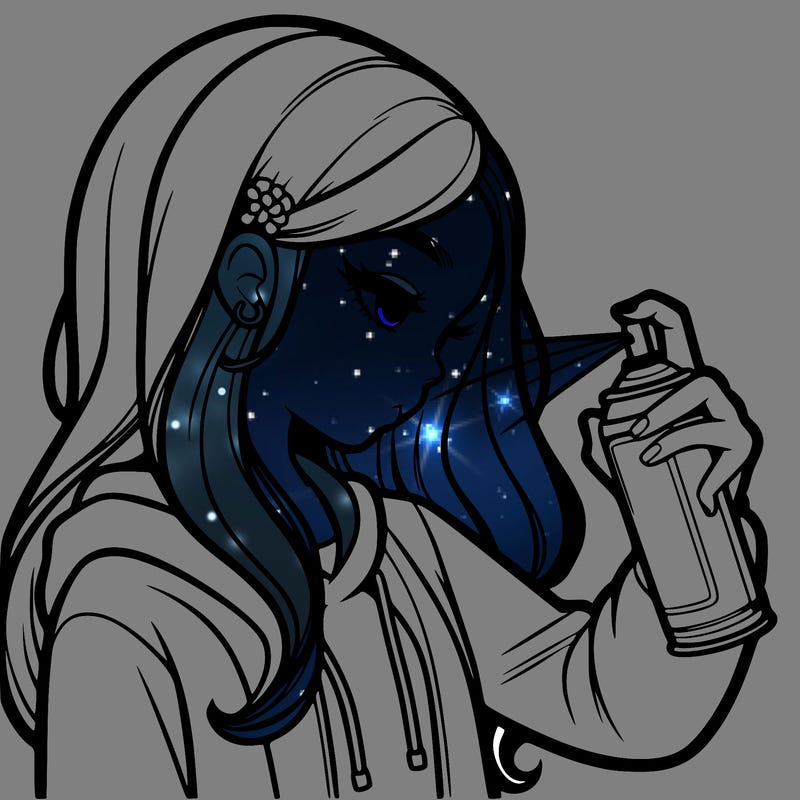 a realistic girl spray painting