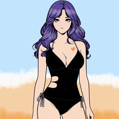 realistic girl with a revealing swimsuit
