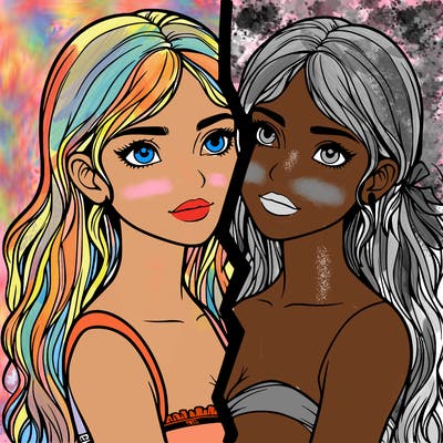 split realistic girl