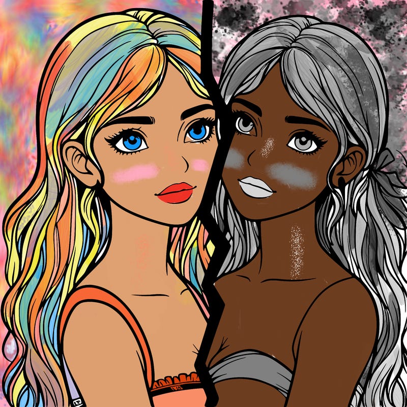 split realistic girl