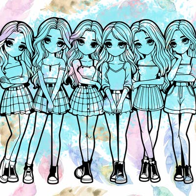 a group of girls realistic