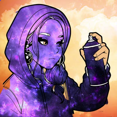 a realistic girl, spray painting