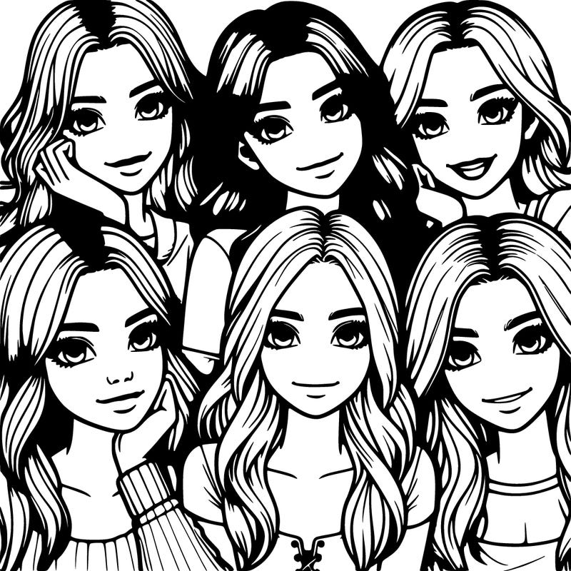 a group of girls realistic