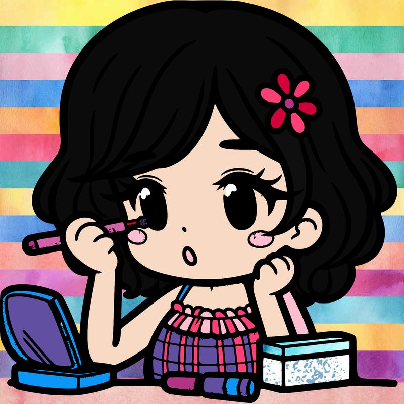 girl trying to put on make up