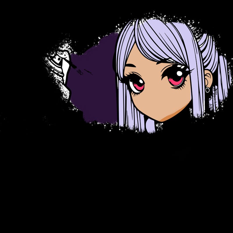 realistic girl, spray, painting