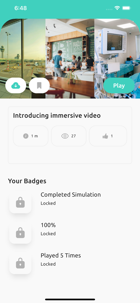 Virti - 没入型ビデオシミュレーションとユーザーアチーブメントバッジを特徴とするVirtiアプリダッシュボード