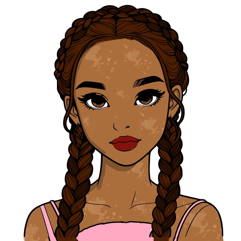 realistic girl with braids