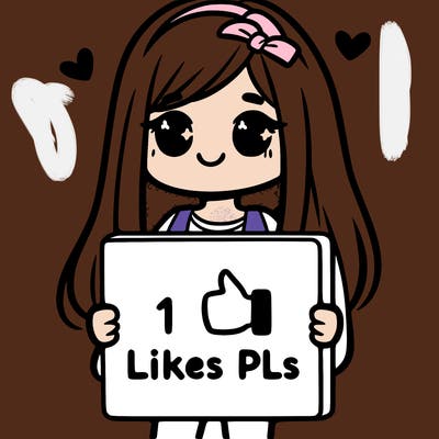 girl holding a sign saying 10 likes pls
