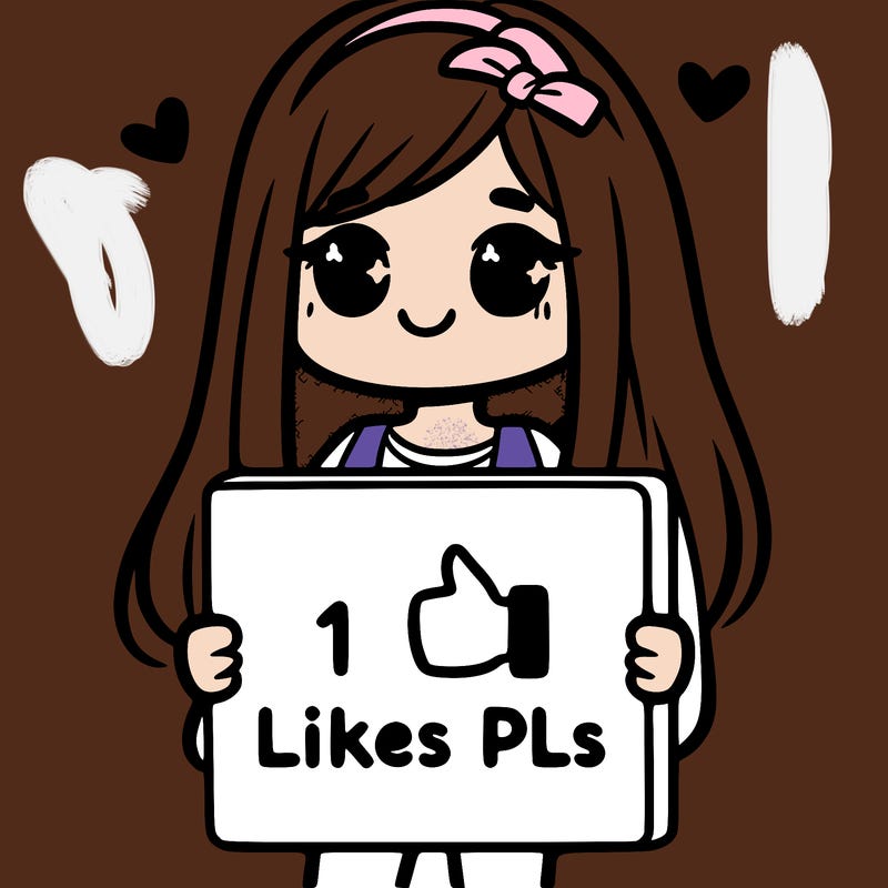 girl holding a sign saying 10 likes pls