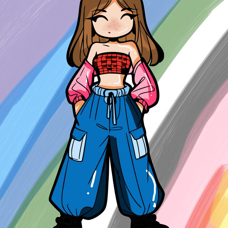 girl with crop top and baggy pants