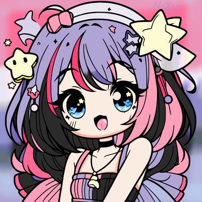 cute anime girl with star accessories