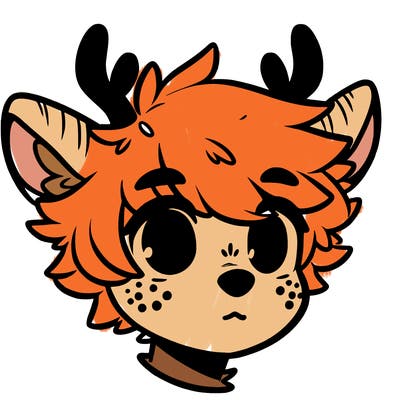 a humanoid deer with soft fluffy ears