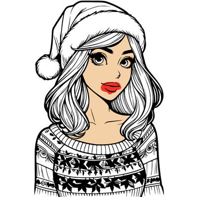 realistic lady in a christmas sweater