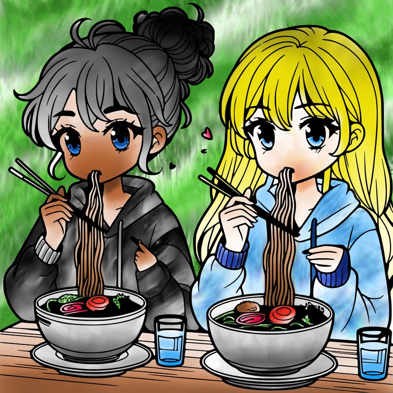 girls eating ramen