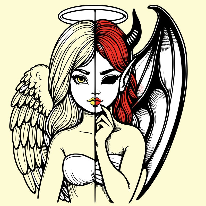 realistic angel half demon