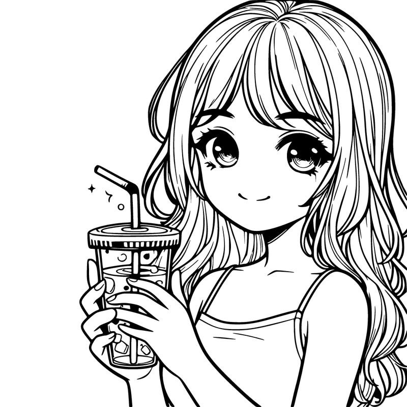 realistic girl holding a iced water