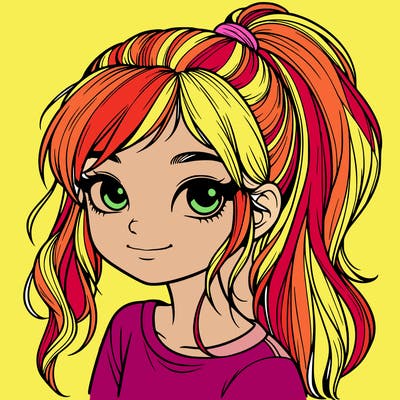 realistic girl with ponytail