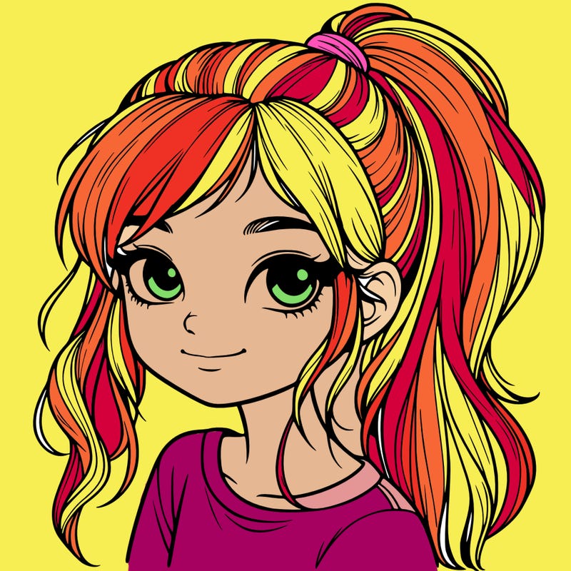 realistic girl with ponytail