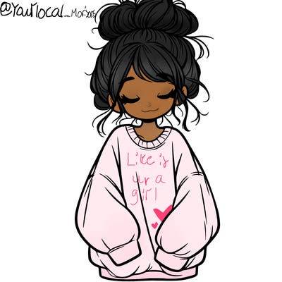 girl with baggy sweatshirt and messy bun