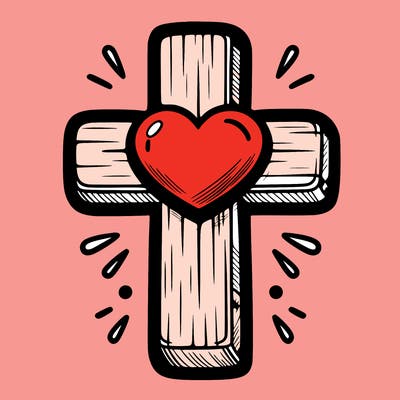 christian cross with heart