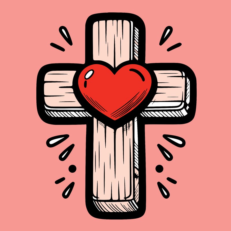 christian cross with heart