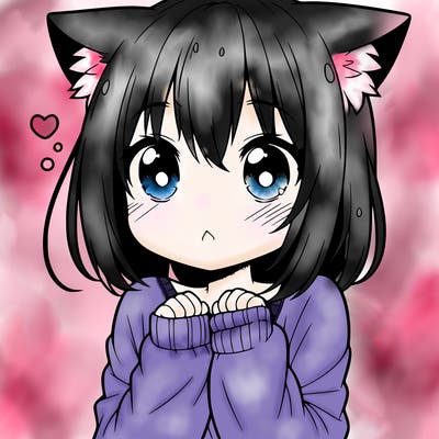shy anime catgirl