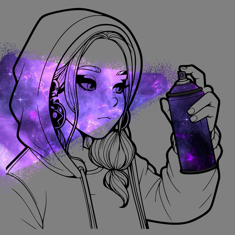 a realistic girl, spray painting