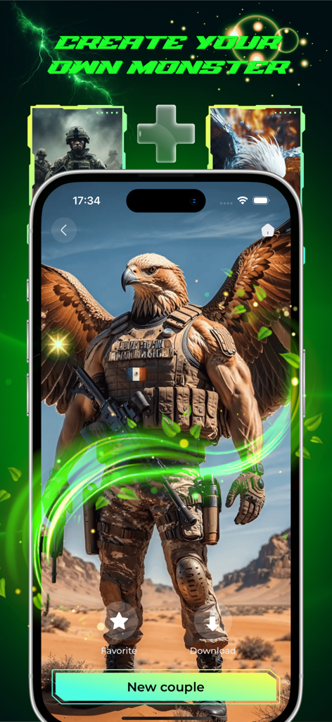 Animal Fusion & Mix Character - AI generated eagle soldier hybrid character in military tactical gear